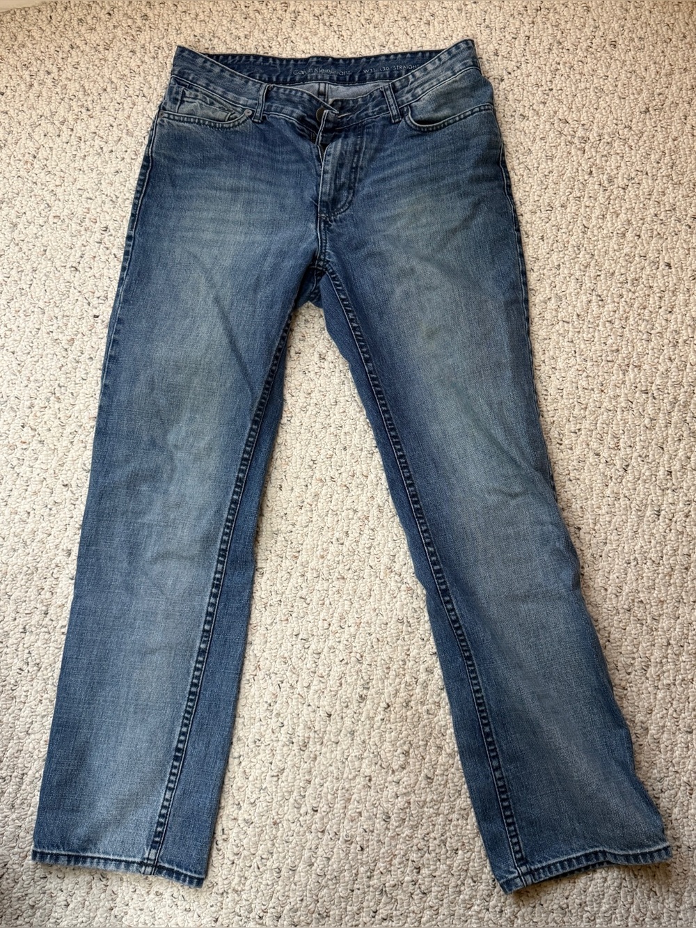 Calvin Klein Jeans Mens 31x30 Straight Fit Blue Jeans Medium Wash 100% Cotton